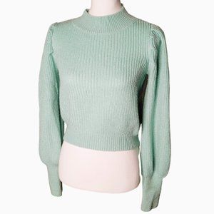 So Mint Cropped Mock Turtleneck - Size Junior M